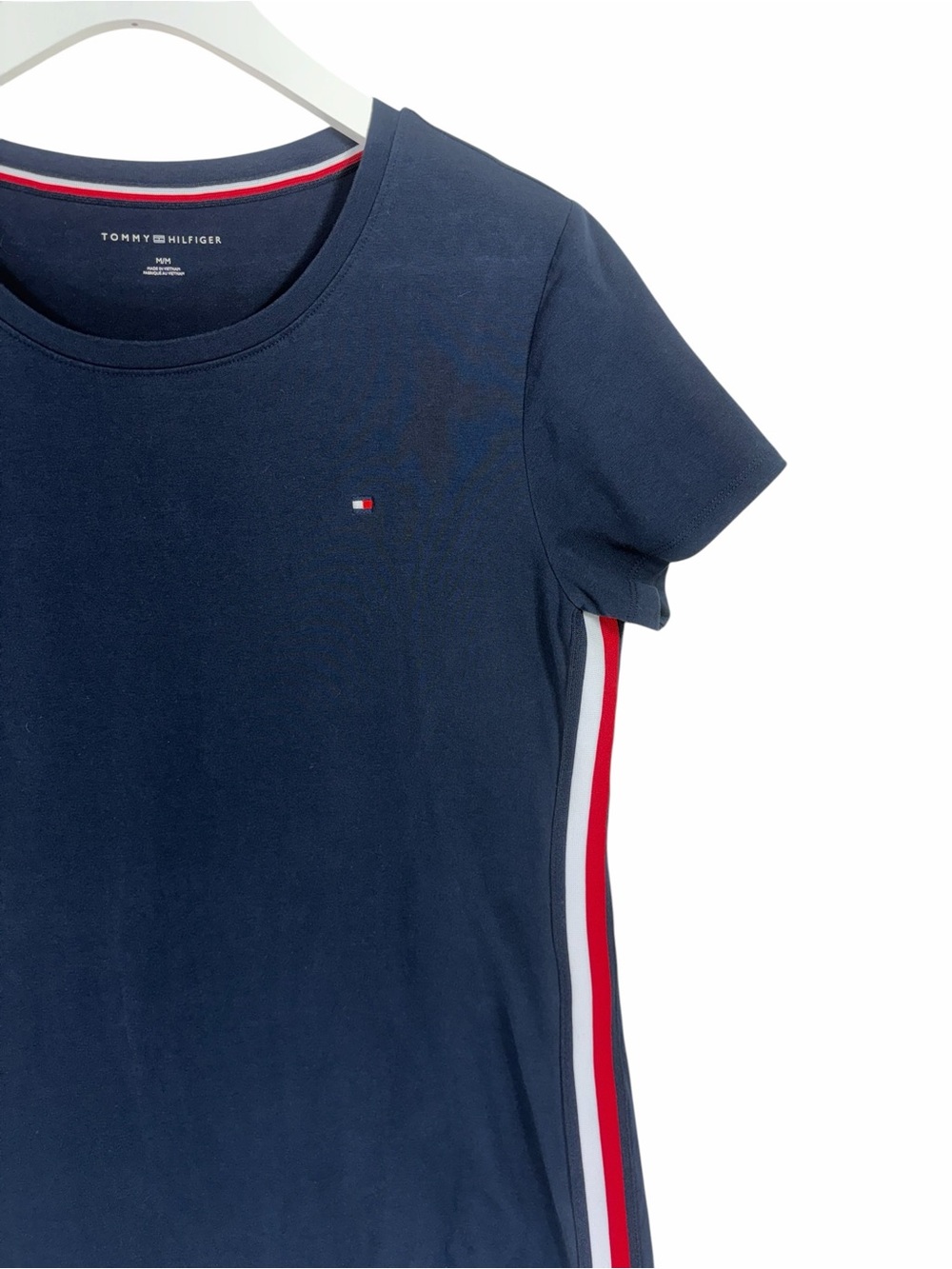 Tommy Hilfiger Navy Dress with Red & White Side Panels knee length size medium - Picture 6 of 10